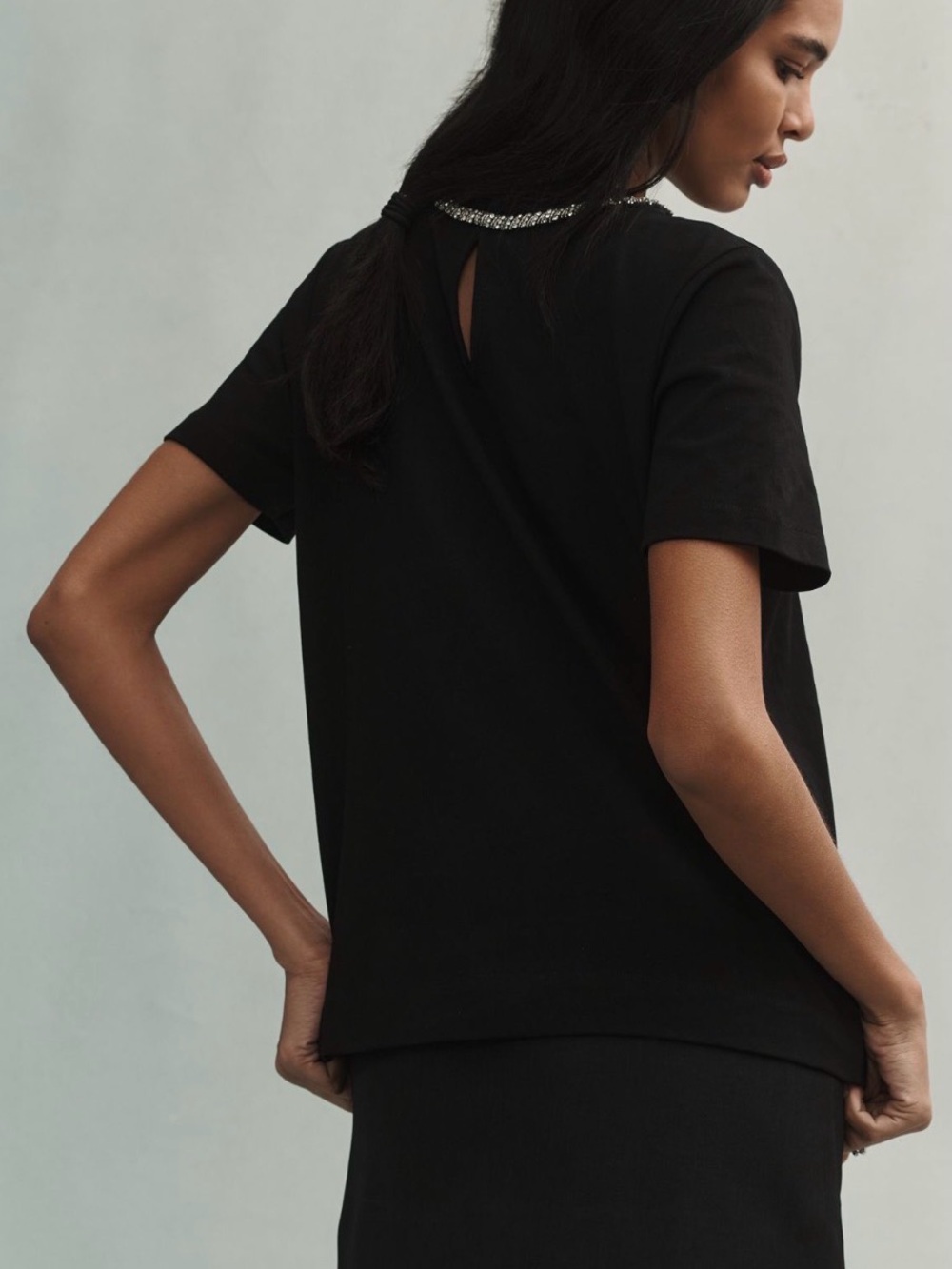 Anthropologie Maeve Rhinestone Bow Tee - Picture 2 of 11